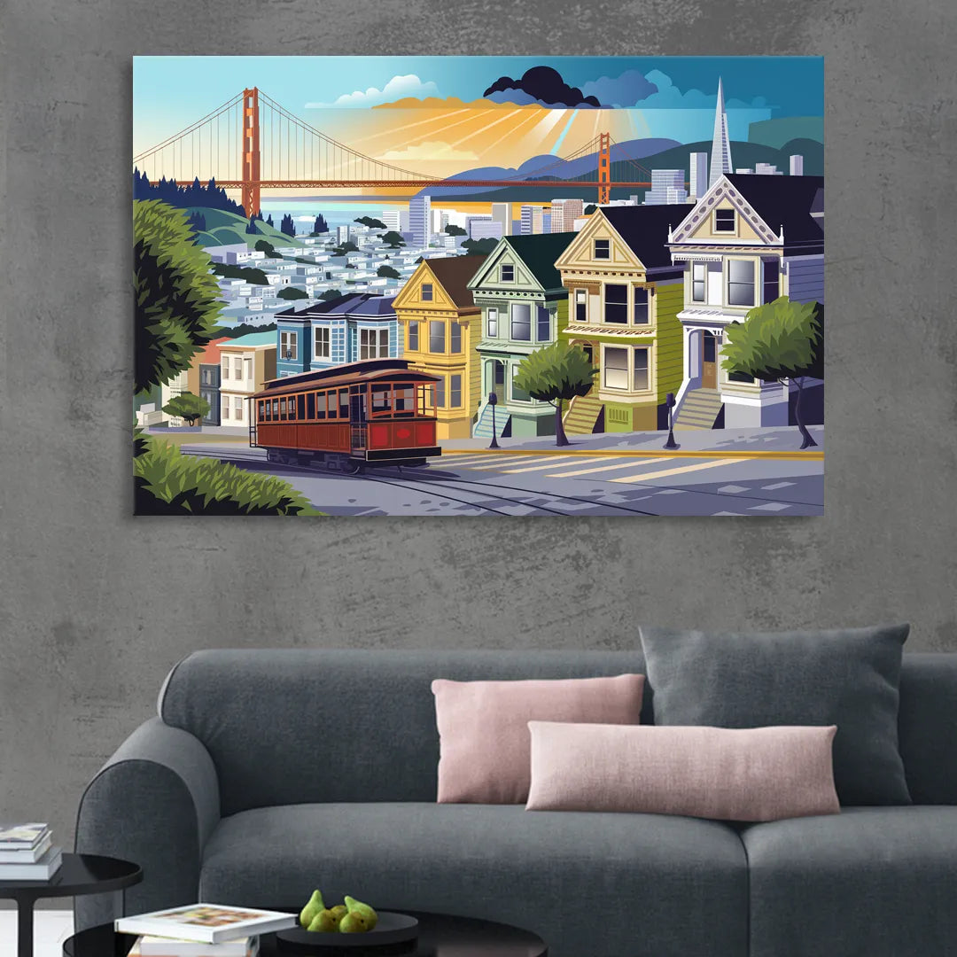 San Francisco Urban Landscape Sitting Room - Canvas Wall Art