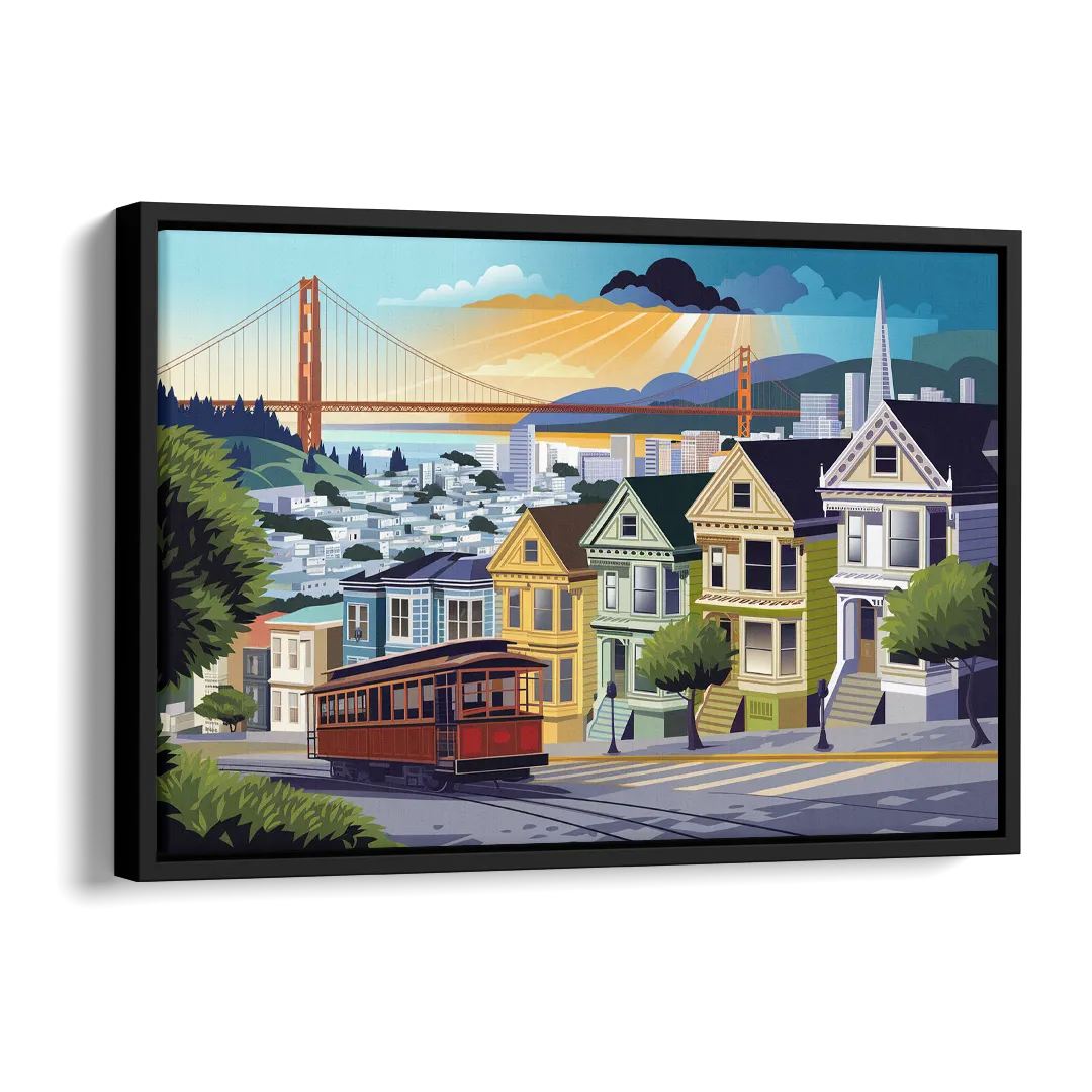 San Francisco Urban Landscape Side - Black Canvas Wall Art