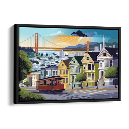 San Francisco Urban Landscape Side - Black Canvas Wall Art
