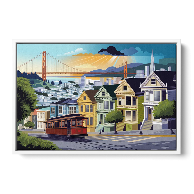 San Francisco Urban Landscape Front - White Canvas Wall Art