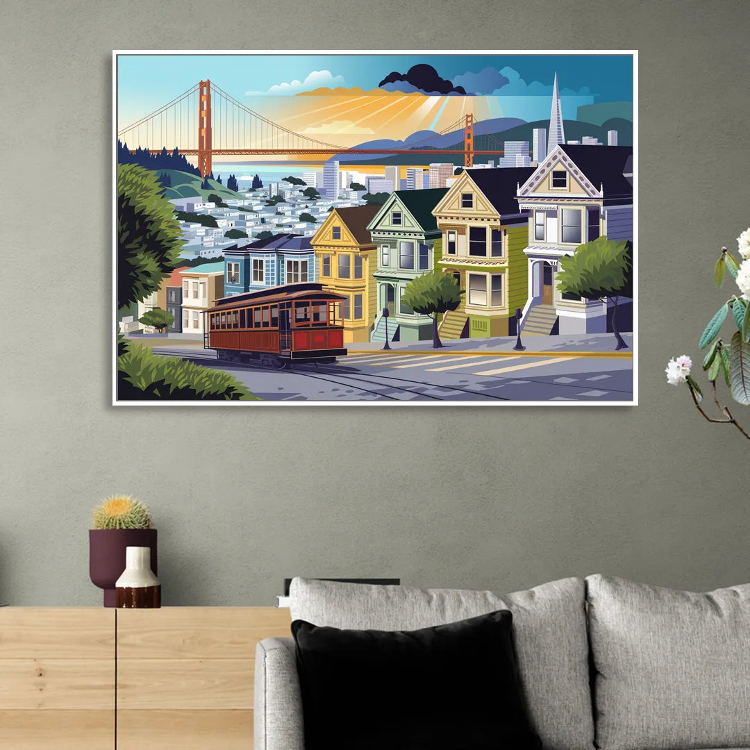 San Francisco Urban Landscape Sitting Room - White Canvas Wall Art