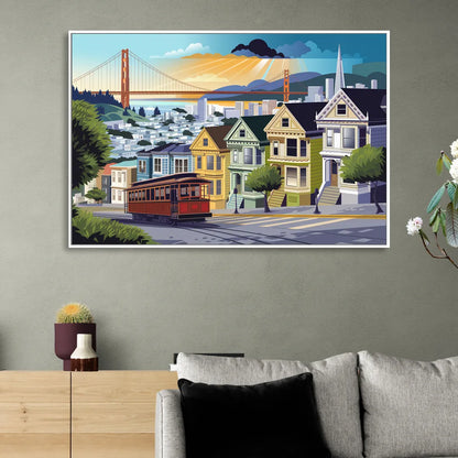 San Francisco Urban Landscape Sitting Room - White Canvas Wall Art