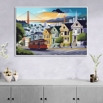 San Francisco Urban Landscape Living Room - White Canvas Wall Art