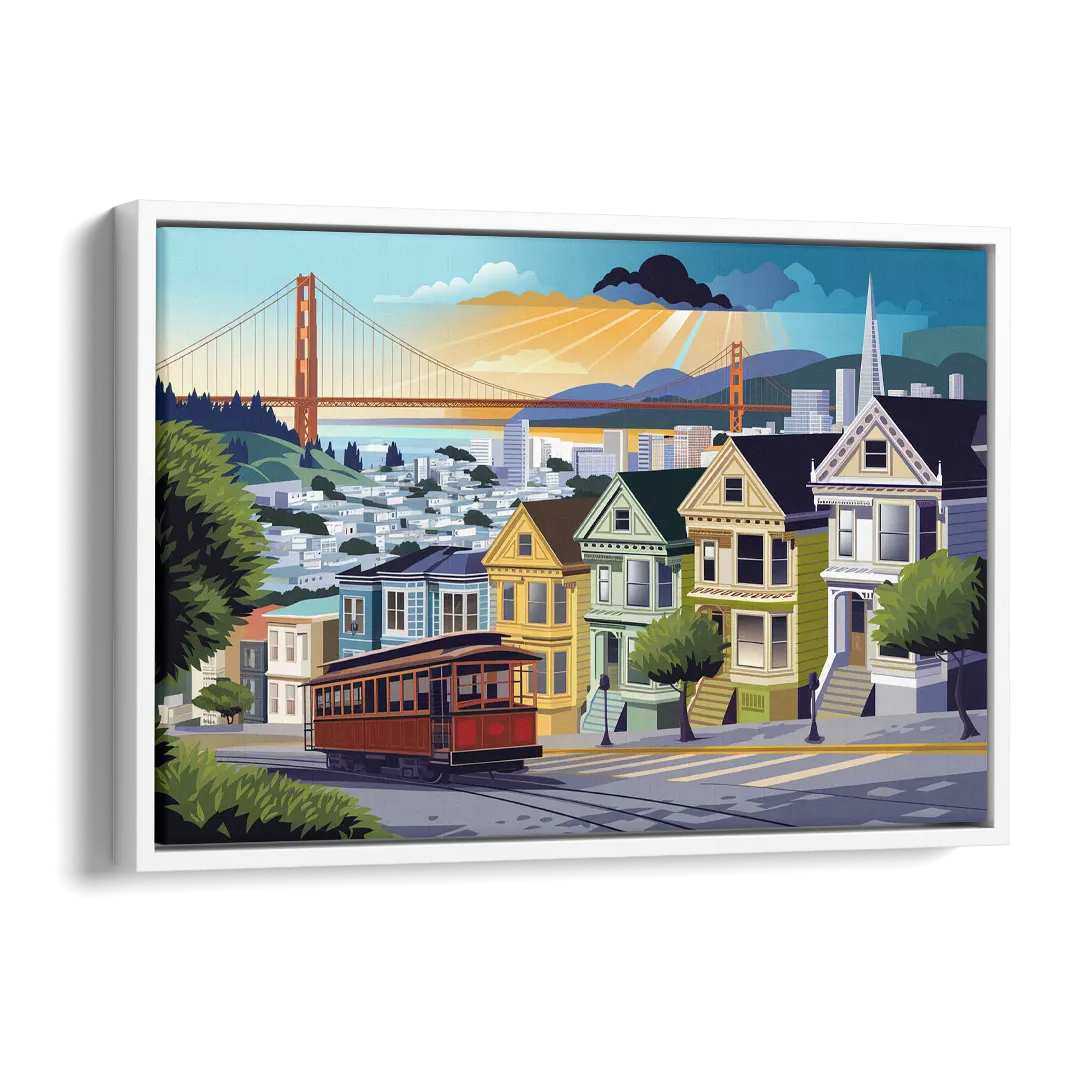 San Francisco Urban Landscape Side - White Canvas Wall Art