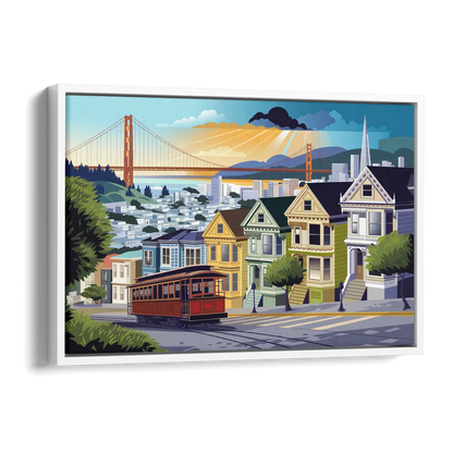 San Francisco Urban Landscape Side - White Canvas Wall Art