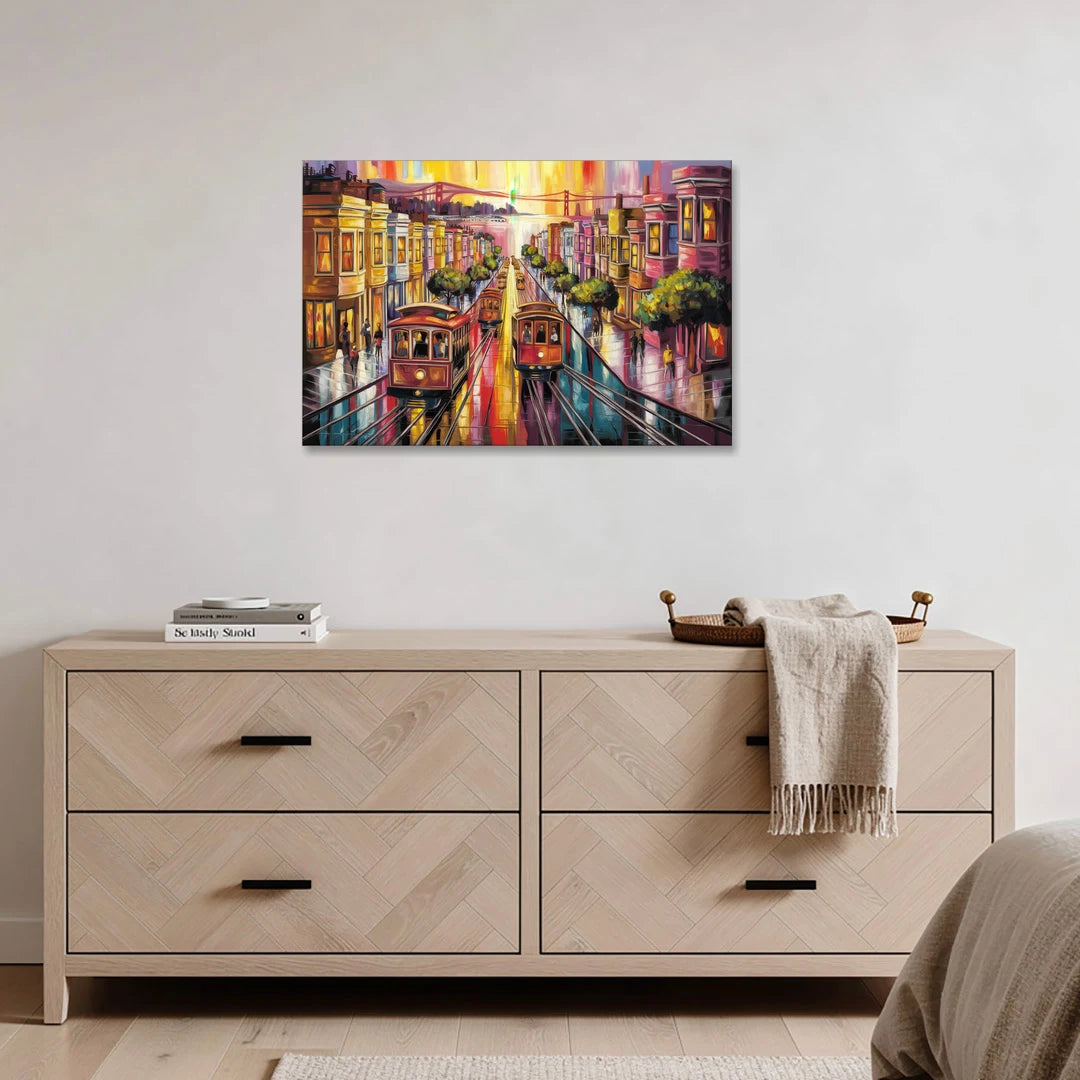 San Francisco Vibrant Streets - Canvas Wall Art - Coffee Table - 36x24