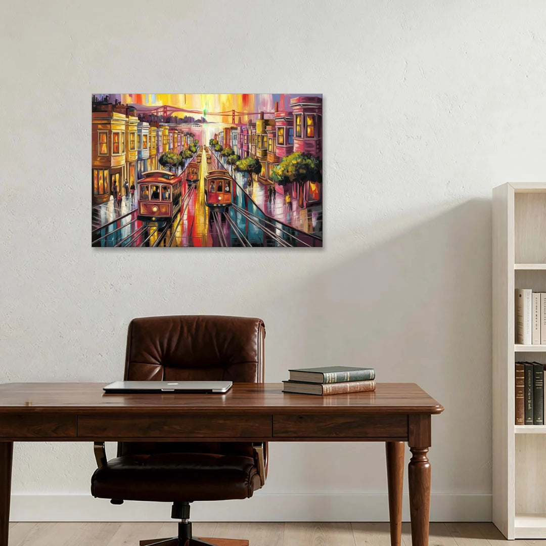 San Francisco Vibrant Streets - Canvas Wall Art - Office - 36x24