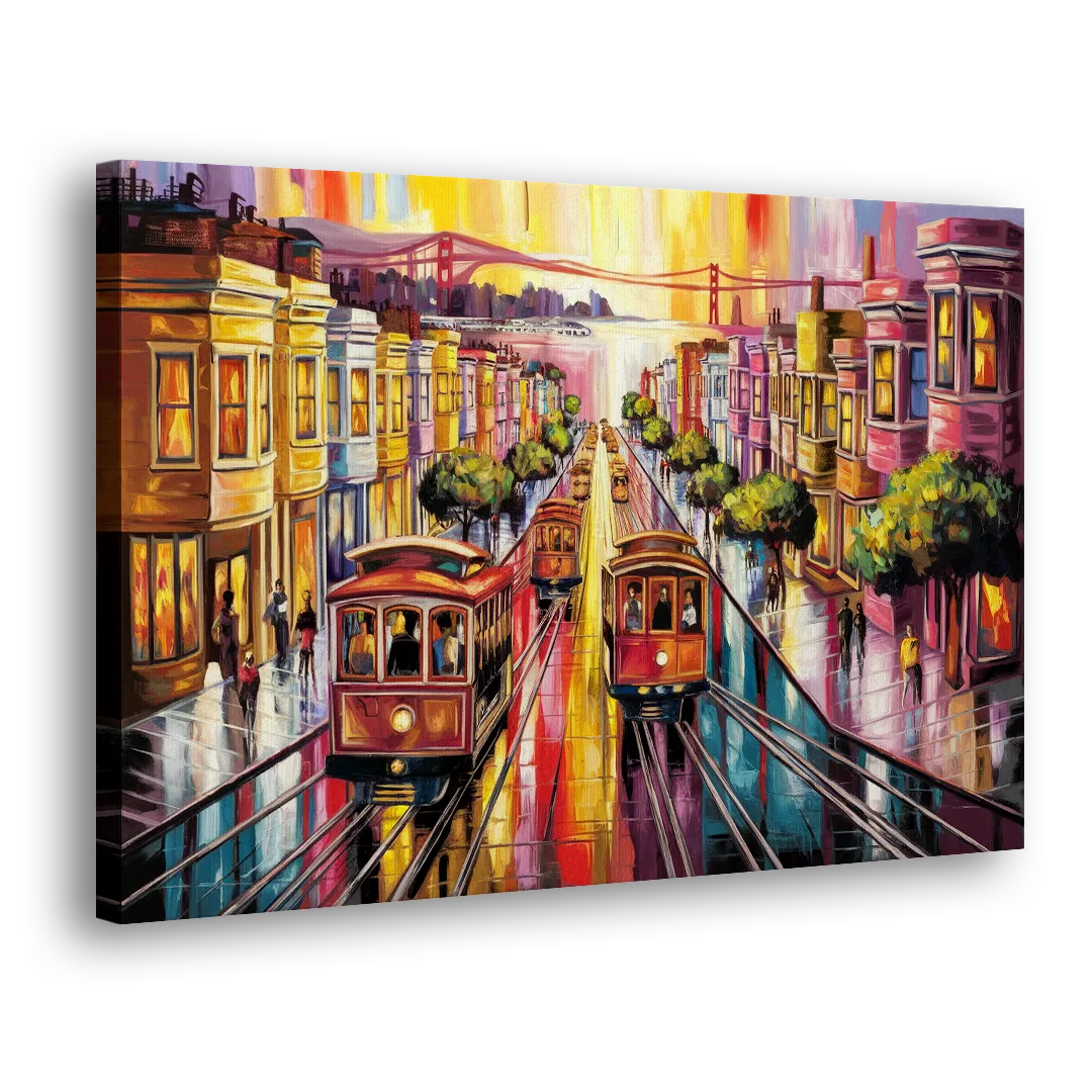 San Francisco Vibrant Streets Side - Canvas Wall Art