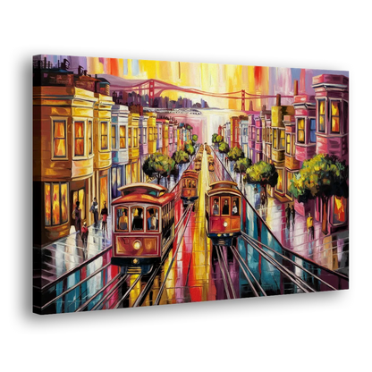 San Francisco Vibrant Streets Side - Canvas Wall Art