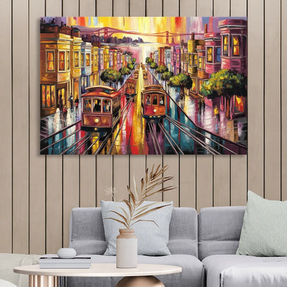 San Francisco Vibrant Streets Sitting Room - Canvas Wall Art