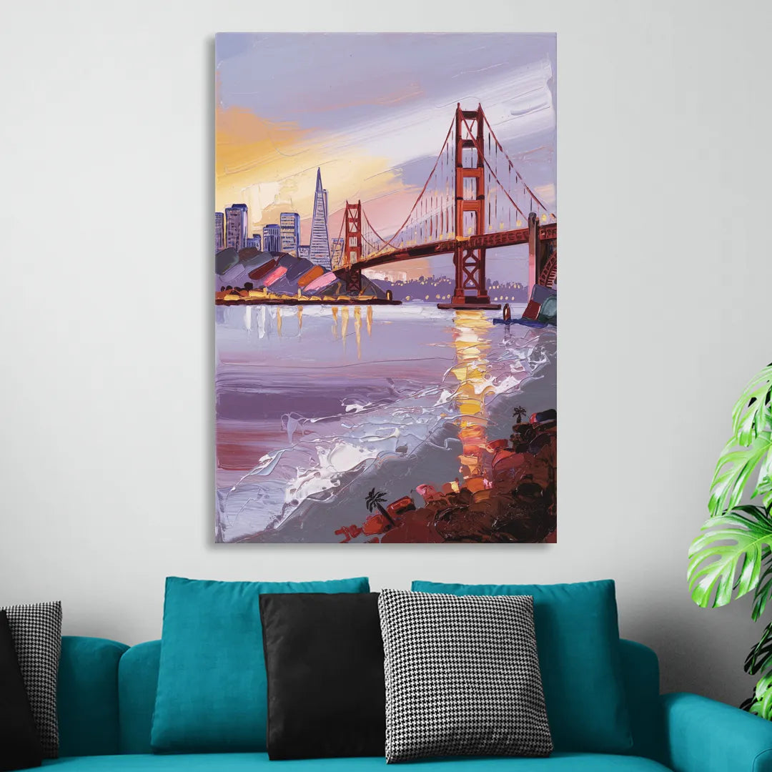 San Francisco Waterfront View Bay Living Room - Canvas Wall Art