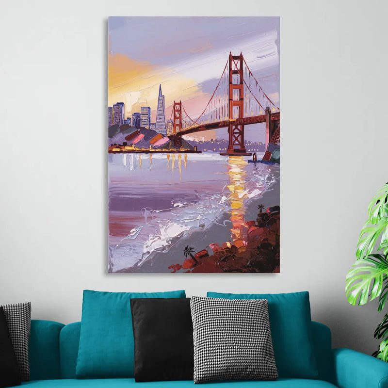 San Francisco Waterfront View Bay Living Room - Canvas Wall Art