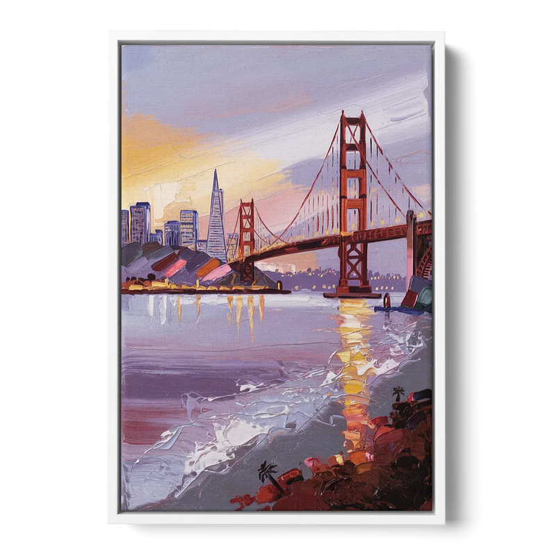 San Francisco Waterfront View Bay Front - White Canvas Wall Art