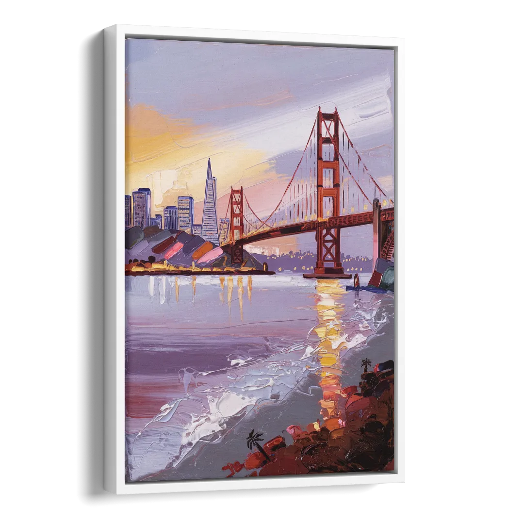 San Francisco Waterfront View Bay Side - White Canvas Wall Art
