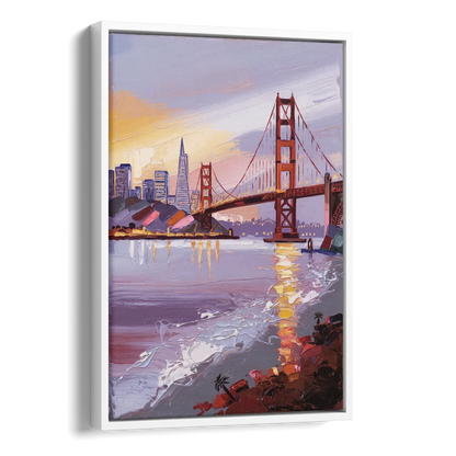 San Francisco Waterfront View Bay Side - White Canvas Wall Art