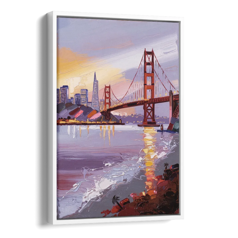 San Francisco Waterfront View Bay Side - White Canvas Wall Art