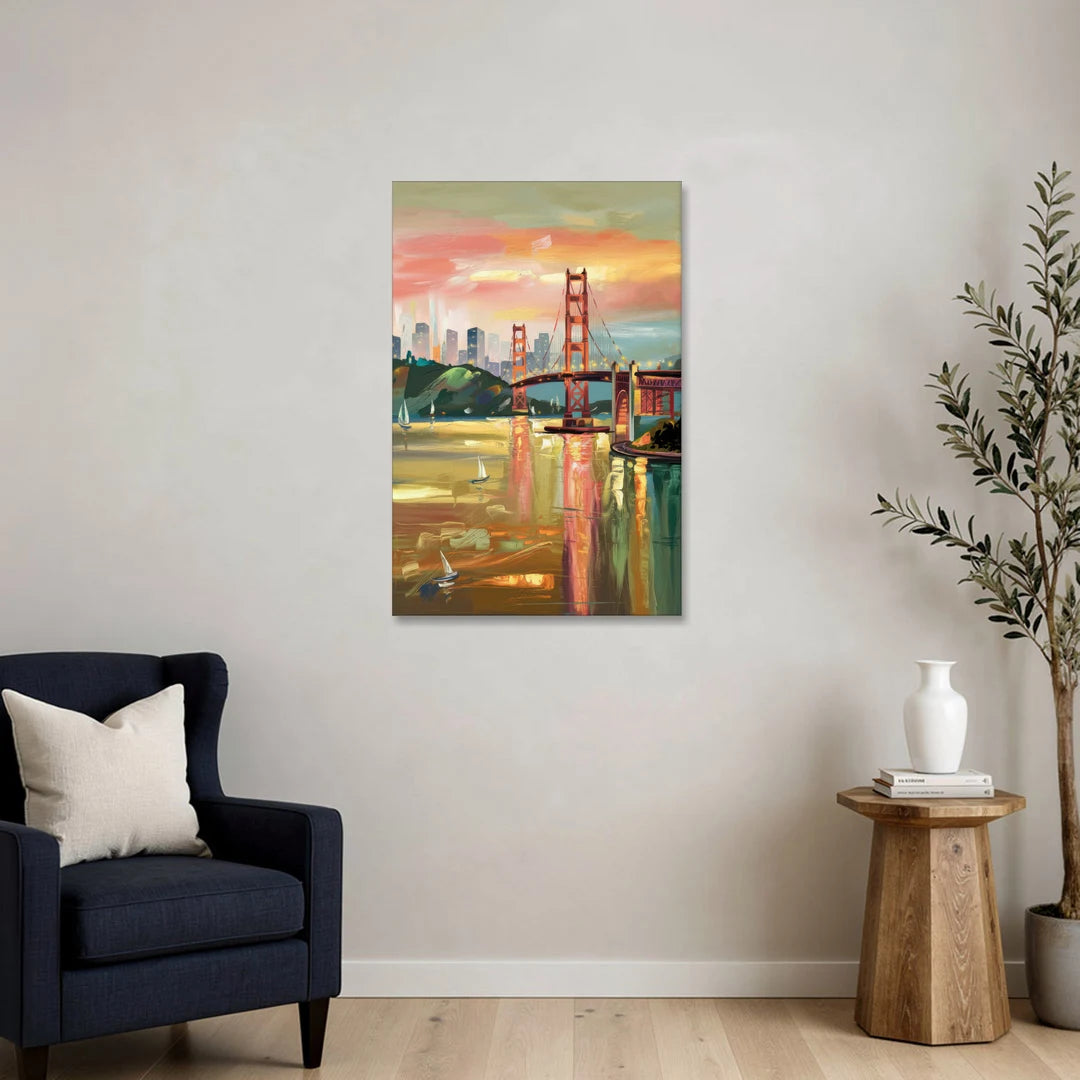 San Francisco Waterfront View - Canvas Wall Art - Sofa - 24x36