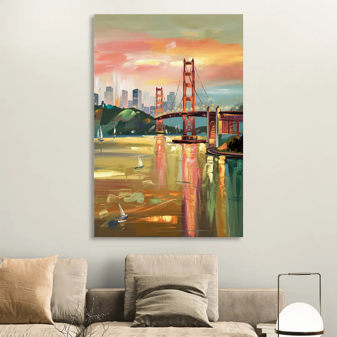San Francisco Waterfront View Sitting Room - Canvas Wall Art