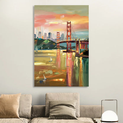 San Francisco Waterfront View Sitting Room - Canvas Wall Art