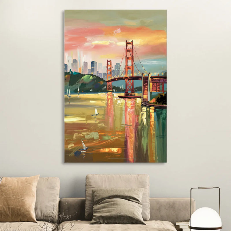 San Francisco Waterfront View Sitting Room - Canvas Wall Art