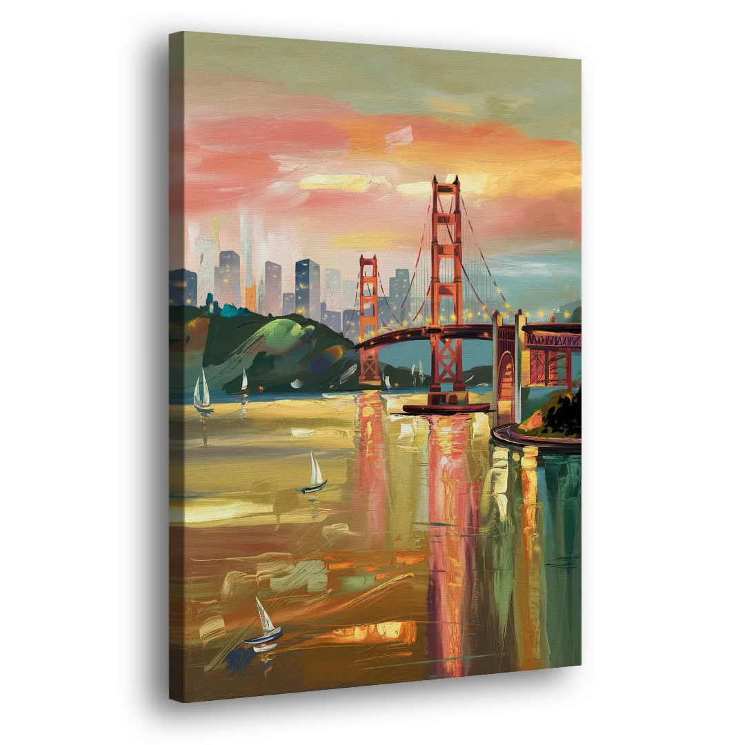 San Francisco Waterfront View Side - Canvas Wall Art