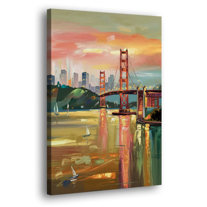 San Francisco Waterfront View Side - Canvas Wall Art
