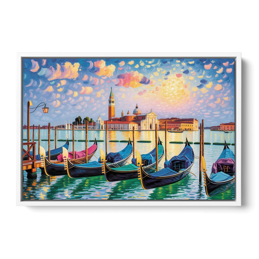 San Giorgio Maggiore View - White Framed Canvas Wall Art - Front