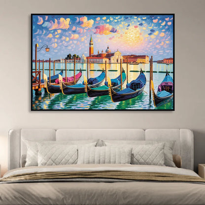 San Giorgio Maggiore View Sitting Room - Black Canvas Wall Art
