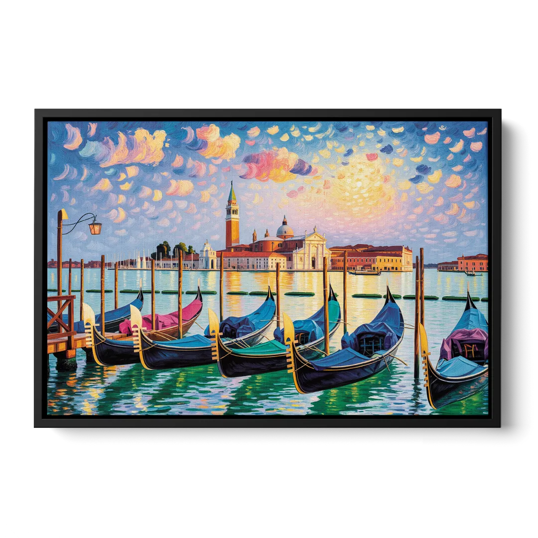 San Giorgio Maggiore View Front - Black Canvas Wall Art