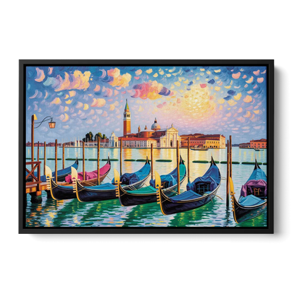 San Giorgio Maggiore View Front - Black Canvas Wall Art