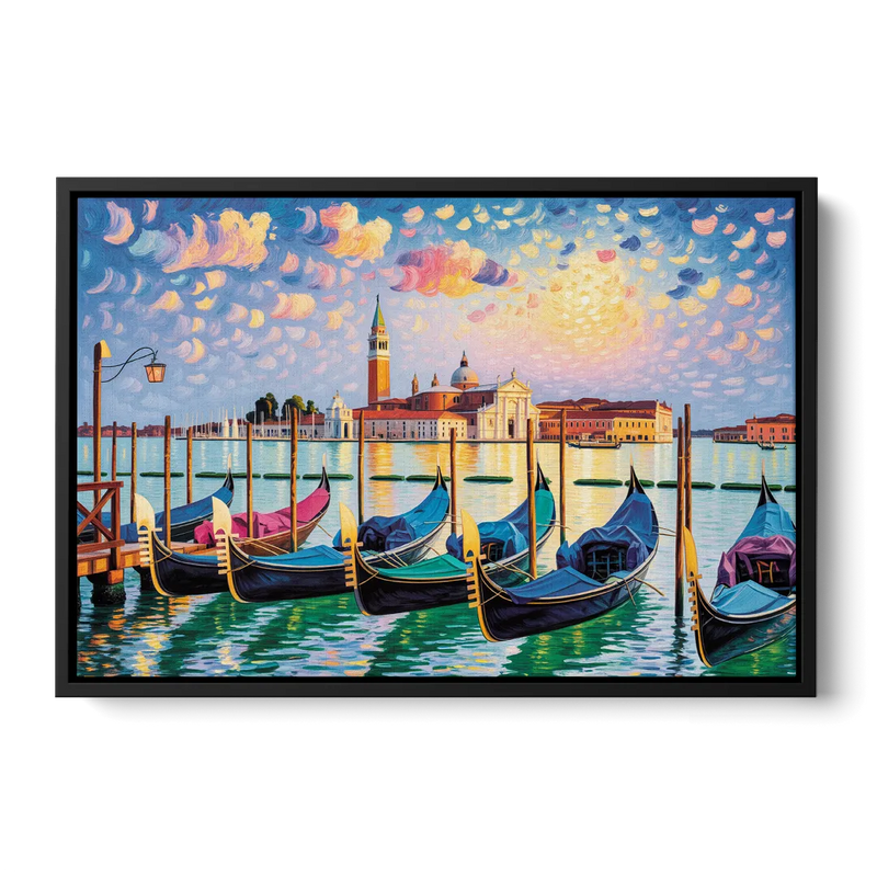 San Giorgio Maggiore View Front - Black Canvas Wall Art