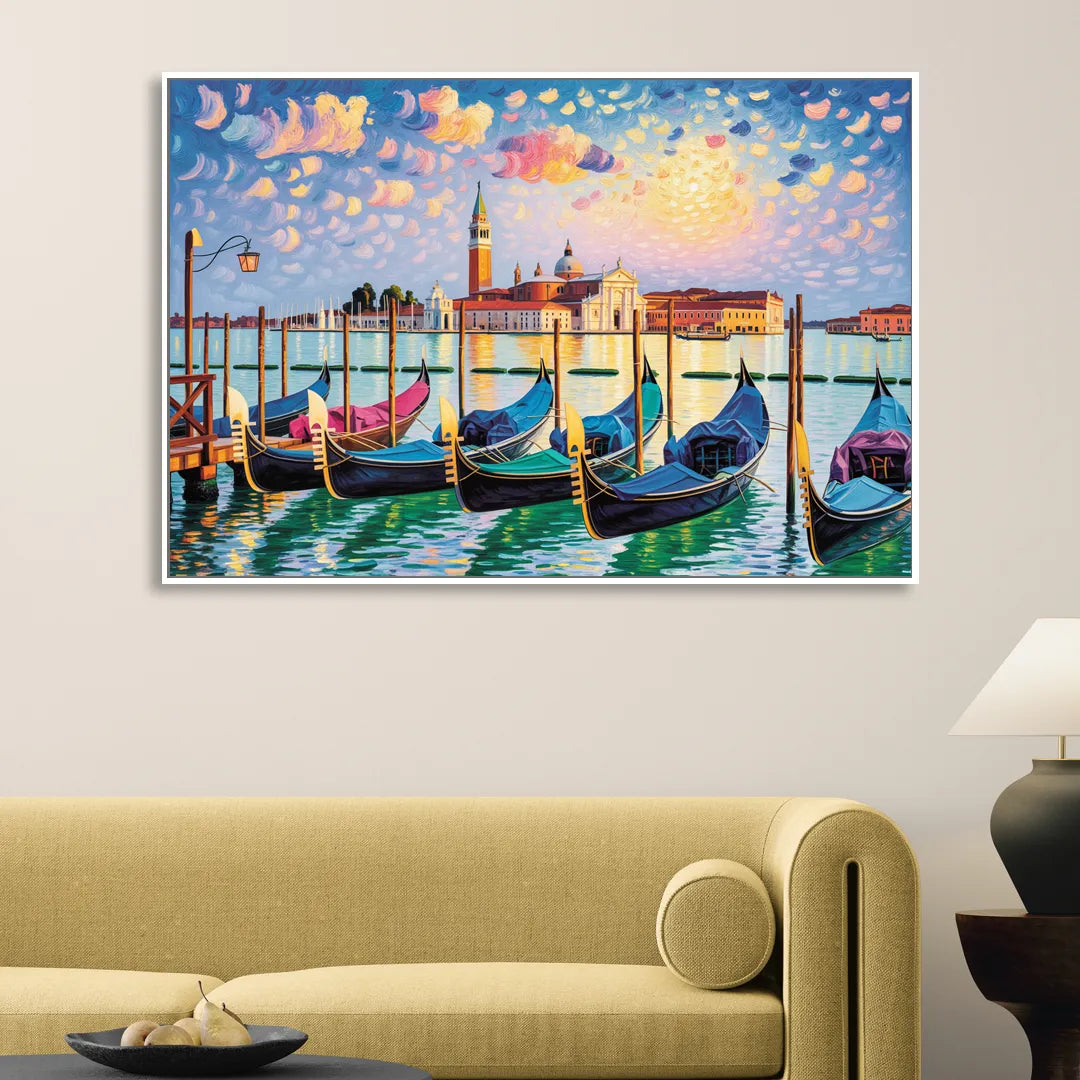 San Giorgio Maggiore View Living Room - White Canvas Wall Art