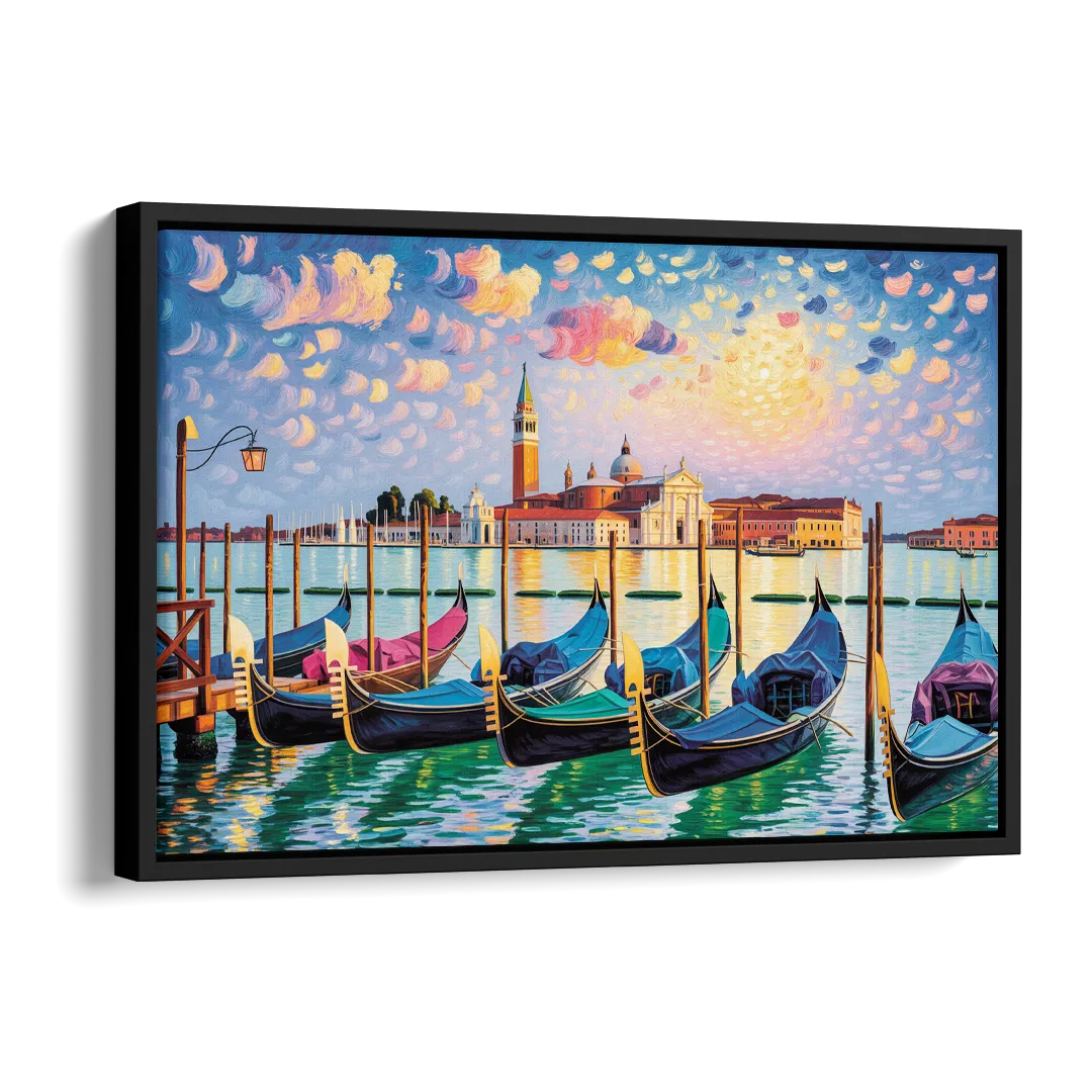 San Giorgio Maggiore View Side - Black Canvas Wall Art