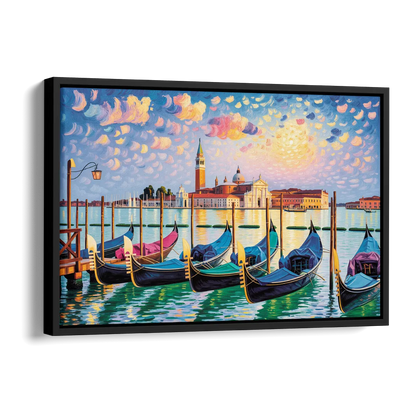 San Giorgio Maggiore View Side - Black Canvas Wall Art