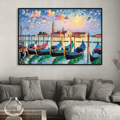 San Giorgio Maggiore View Living Room - Black Canvas Wall Art