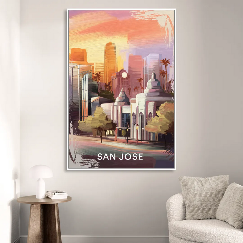 San Jose Architectural Beauty Living Room - White Canvas Wall Art
