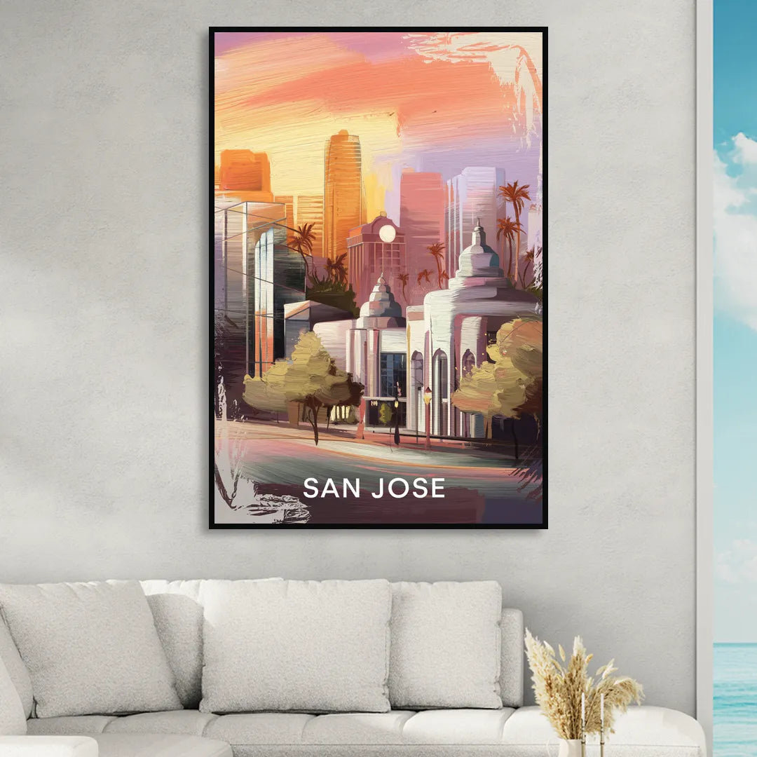 San Jose Architectural Beauty Sitting Room - Black Canvas Wall Art