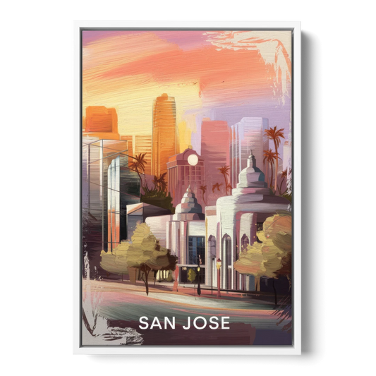San Jose Architectural Beauty - White Framed Canvas Wall Art - Front