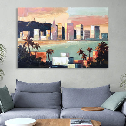 San Jose Downtown Skyline Sitting Room - Canvas Wall Art