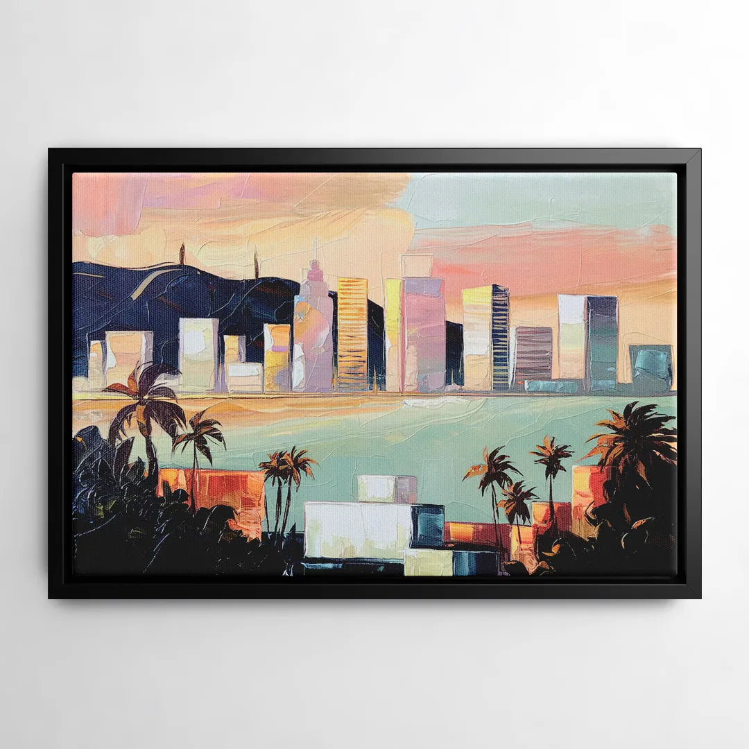 San Jose Downtown Skyline - Black Frame Canvas