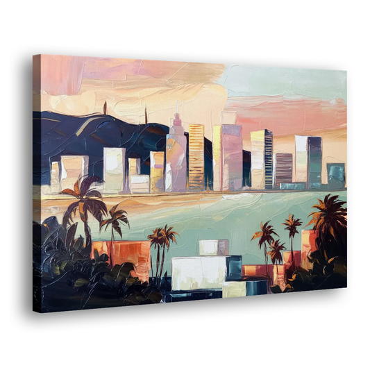 San Jose Downtown Skyline Side - Canvas Wall Art