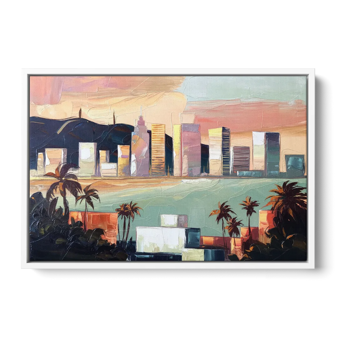 San Jose Downtown Skyline Front - White Canvas Wall Art