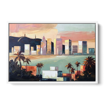 San Jose Downtown Skyline Front - White Canvas Wall Art