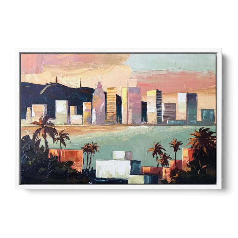 San Jose Downtown Skyline Front - White Canvas Wall Art