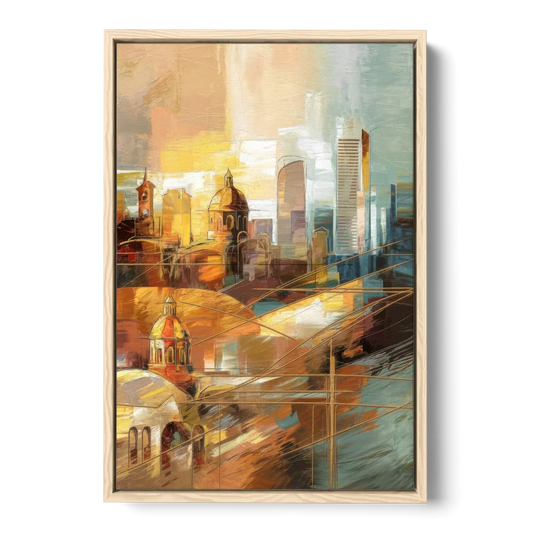 San Jose Historic Landmarks - Oak Framed Canvas Wall Art - Front