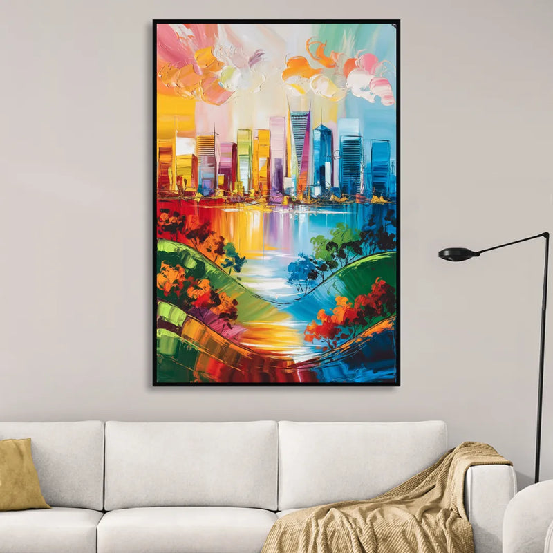 San Jose Nature and Cityscape Sitting Room - Black Canvas Wall Art