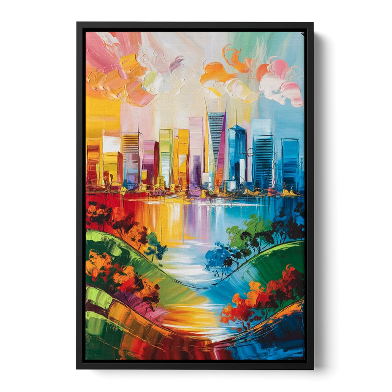 San Jose Nature and Cityscape Front - Black Canvas Wall Art