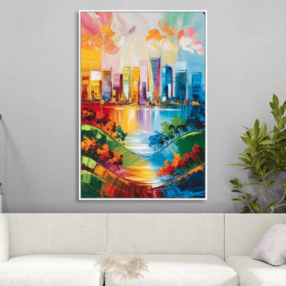 San Jose Nature and Cityscape Living Room - White Canvas Wall Art