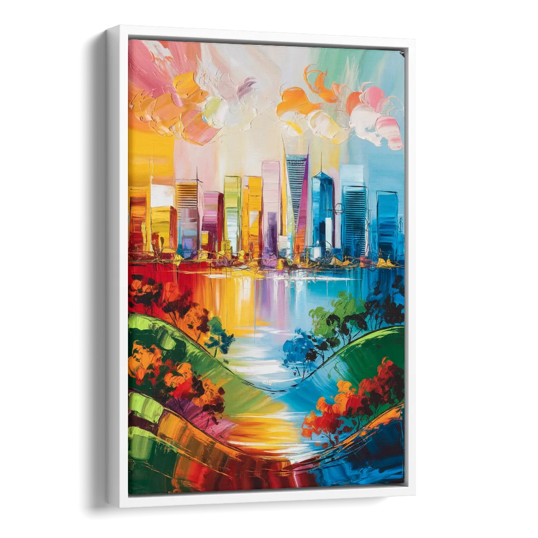 San Jose Nature and Cityscape Side - White Canvas Wall Art