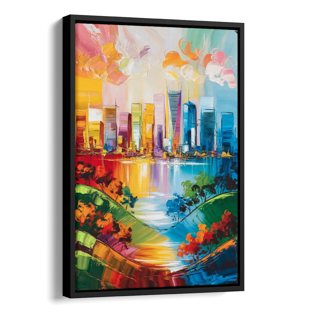 San Jose Nature and Cityscape Side - Black Canvas Wall Art
